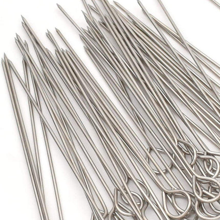12PC Metal BBQ Skewers Reusable 20cm Grill Sticks Kebab Grilling Tools