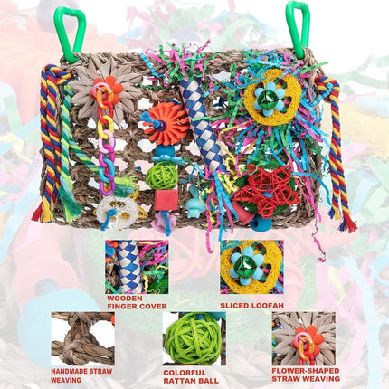 Parrot Gnawing Toys Woven Grass Nets Colourful Chewing Bird Cage Play