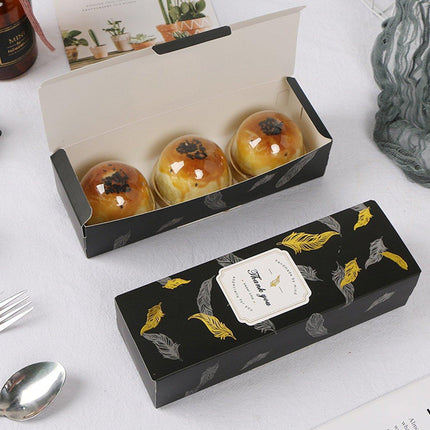 25pcs Long Strip Clamshell Packaging Box 3-Compartment Dessert Storage Box