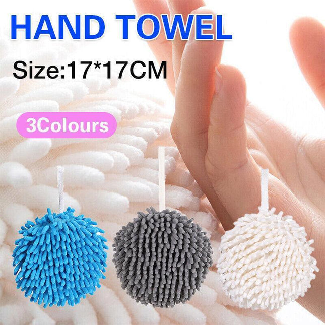 2X Absorbent Hand Towel Chenille Hanging Washcloth Handball Kitchen Bathroom Au - Aimall