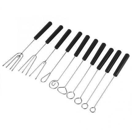 10PCS Stainless Steel Chocolate Dipping Fork Set Cake Decorating Tool Fruit Fork