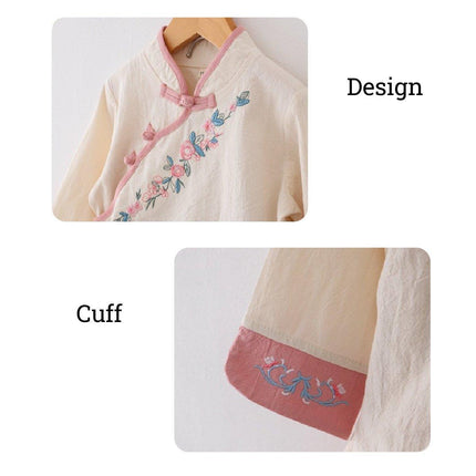 Traditional Chinese Hanfu Dress Set for Girls Cheongsam Outfit Spring