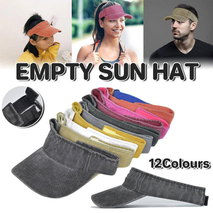 Unisex Summer Denim Sun Visor Cap Breathable Washed Running Hat UV Protection