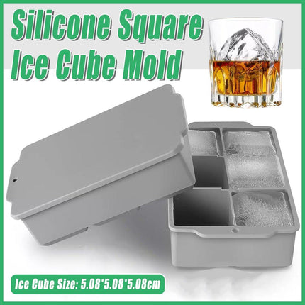 Large Silicone Ice Cube Mold Food Grade Whiskey Ice Block Tray Homemade Ice Cube