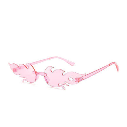 Sunglasses Eyewear Wave Sun Glasses Fire Flame Rimless Fashion Sunglasses - Aimall