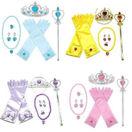 Princess Belle Rapunzel Elsa Costume Accessory Set Tiara Necklace Glove Wand Au Aimall