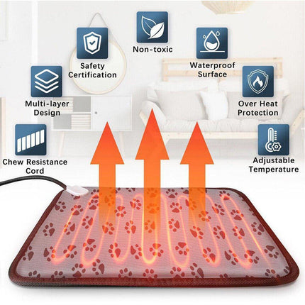 Electric Pet Heating Pad Waterproof Cover Heated Mat Dogs Cats Bed Blanket - Aimall