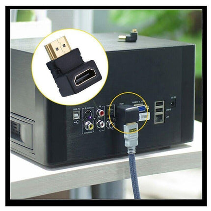 Utility HDMI Male to HDMI Female 90 Degree Right Angle Adapter Plated Converter - Aimall