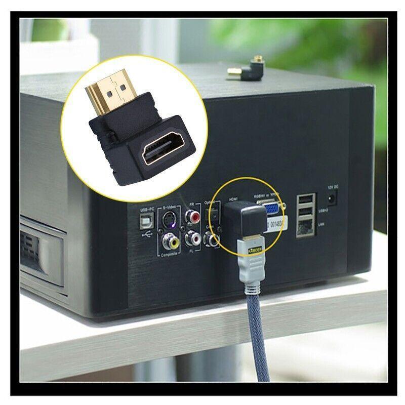 Utility HDMI Male to HDMI Female 90 Degree Right Angle Adapter Plated Converter - Aimall