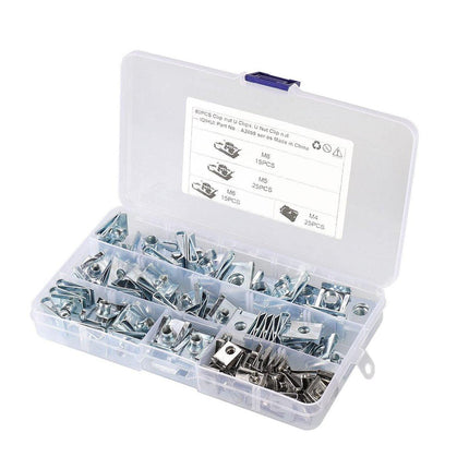 80pcs Stainless Steel M4 M5 M6 M8 Sheet Metal Nut Clips Fastener Assortment