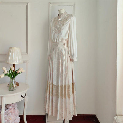 Chinese Style Embroidery one-piece Horse Face Skirt Long-sleeved Retro Shirt