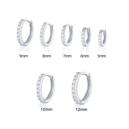 7sizes Hoop Earring Silver Zirconia Ear Huggie Hoop Cartilage Piercing Jewellery - Aimall