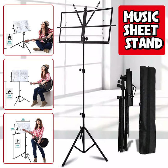 Foldable Sheet Music Stand Tripod Holder with Carry Bag for Stage Violin Guitar - Aimall
