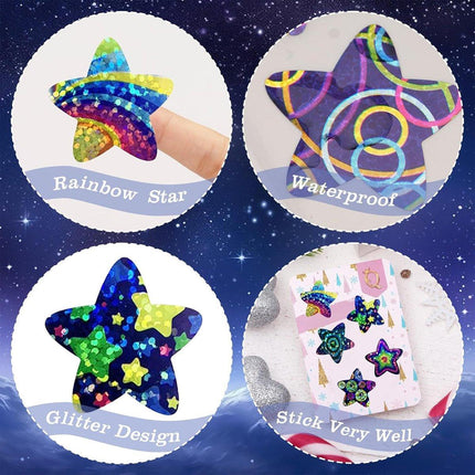 6Rolls Self-Adhesive Star Space Stickers Decorative Sticker Label Roll Bonus Set