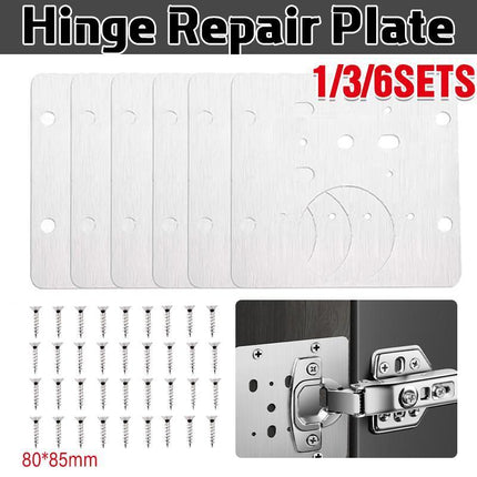 Hinge Repair Plate Rust Resistant Steel Furniture Cupboard Repair Mount Tool - Aimall