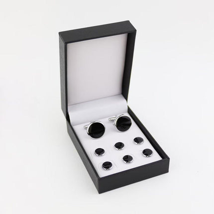 8Pcs Mens Cufflinks Shirt Tuxedo Wedding Party Buttons Cufflinks Black