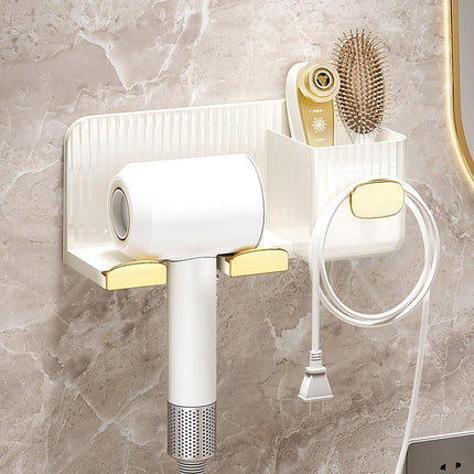 Hair Dryer Holder Rack Plastic Wall Mount No Drill Bathroom Organizer Storage