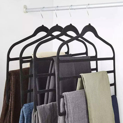 5PCS Multifunctional Non-slip Flocking Rack Multi-layer Hanger Wardrobe Storage