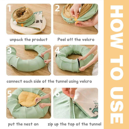Large Multi-Functional Cat Tunnel Bed and Cat Toy Interactive Pet Playhouse