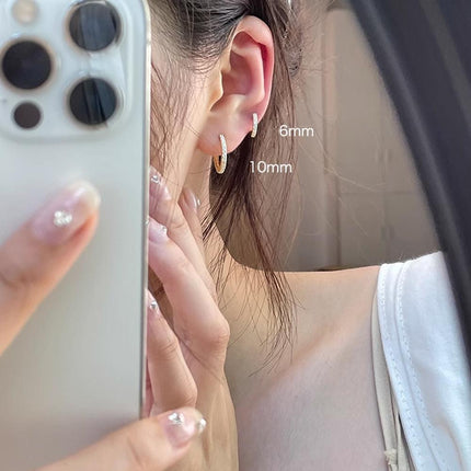 7sizes Hoop Earring Silver Zirconia Ear Huggie Hoop Cartilage Piercing Jewellery - Aimall