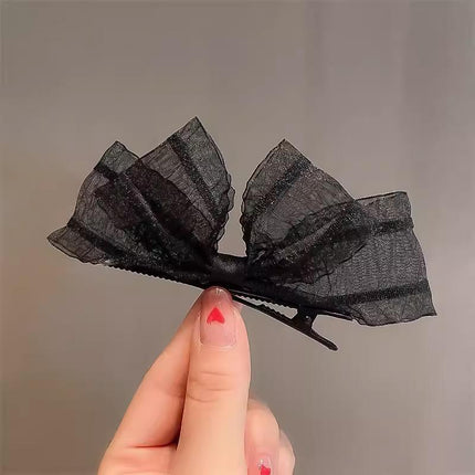 2PCS Women Hair Clip Side Bow Knot Barrettes Hairpin Party Headdress Gifts Lace - Aimall