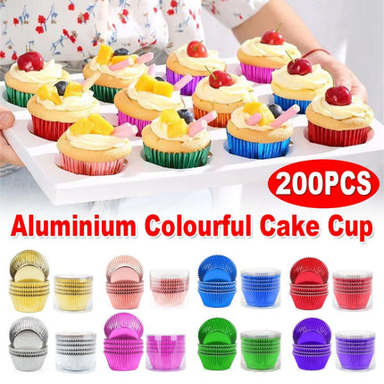 200 Pcs Colored Baking Paper Cupcake Trays Muffin Liners for Party Baking