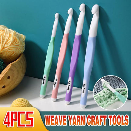 4pcs Weave Yarn Craft Tools Ergonomic Handle Non-Slip Knitting Needles Crochet Hooks - Aimall