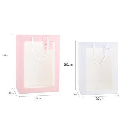 50PCS Flower Bouquet Tote Wedding Favor Bag Bride Tote Clear Gift Bags Handbag White - Aimall