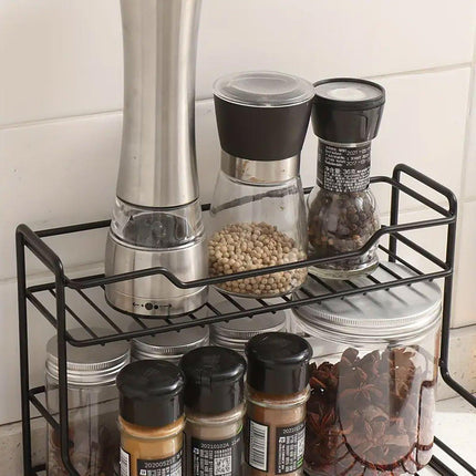 Stainless Steel Kitchen Shelf Organizer Double Tier Multi Functional Rack