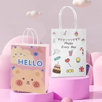 50PCS Colourful Kraft Paper Gift Bags Reusable Party Favor Bags for School Events
