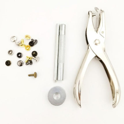 Leather Rivets Tool Metal Stud Set Double Cap Fixing Belt Repair DIY Kit Craft - Aimall