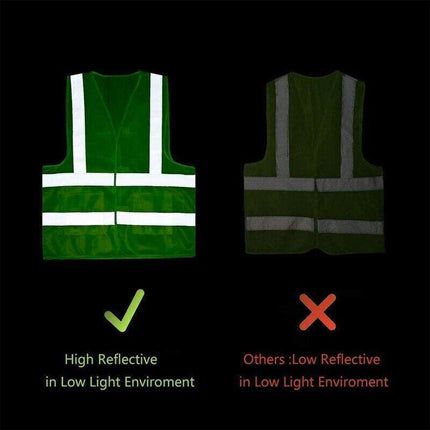 Safety Vest Reflective Tape Yellow Day Workware Night High Visibility - Aimall