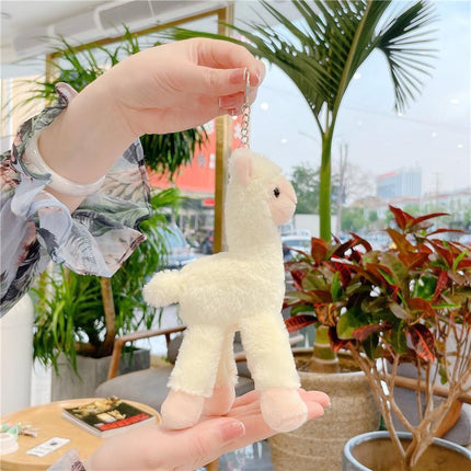 Cute Mini Alpaca Soft Plush Stuffed Doll Toys Keychain Cartoon Bag Pendant - Aimall