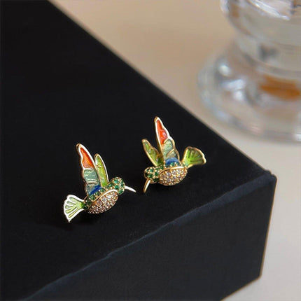 Chinese Hummingbird Earrings Mini Bird Design Fashion Jewelry for Women