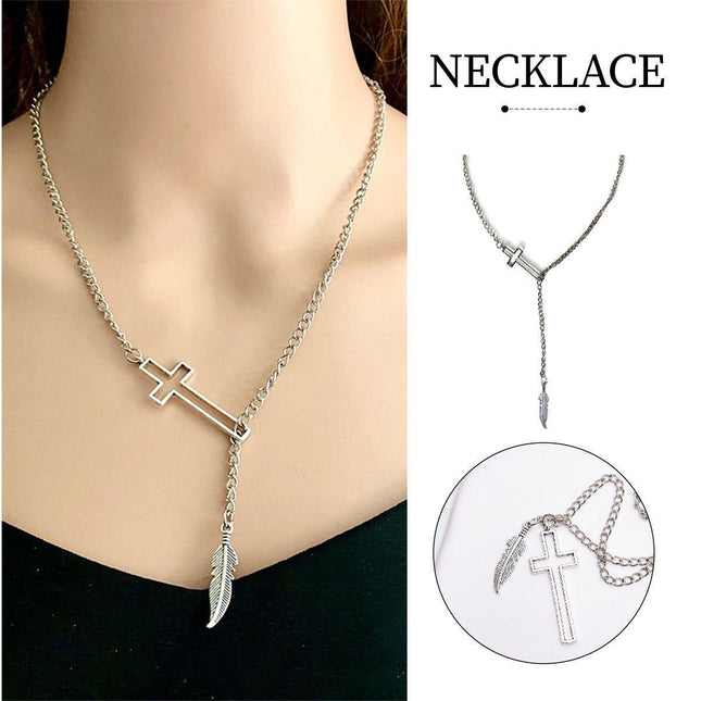 Exaggerated Retro Cross Necklace Women Unique Statement Jewelry Gift Idea