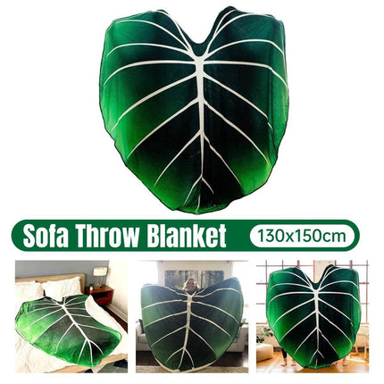 Tropical Leaf Throw Blanket Soft Nap Air Conditioning Cover Single Bed