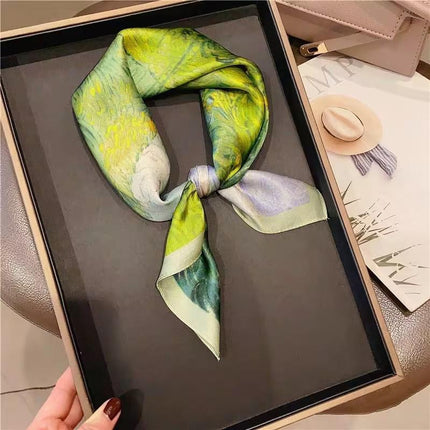 Ladies Silk Scarf Square Women Shawls Wraps Small Hair Neck Hijabs 70*70CM - Aimall