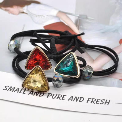 Women Headband Ponytail TriangleDiamond Stretch Hair Rope Multi Colours Concise - Aimall