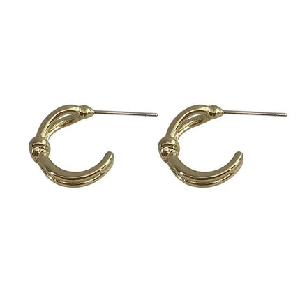 Knotted C-Shaped Double Layer Metal Earrings Alloy Fashion Jewelry for Women - Aimall