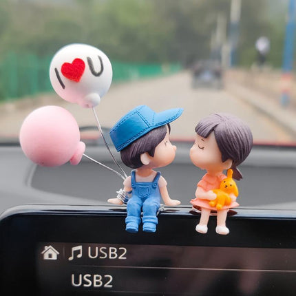 New Fashion Car Dashboard Lovely Couple Girl Boy Good Luck Ornament Auto Decor - Aimall