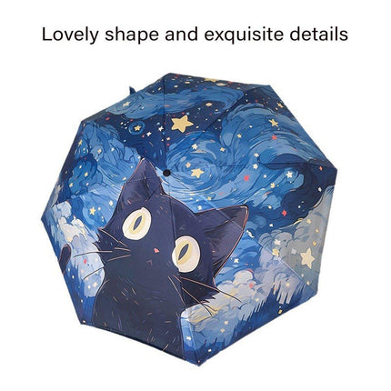 Cartoon Cat Folding Umbrella UV Protection Portable Sun Rain Dual-use Sunshade