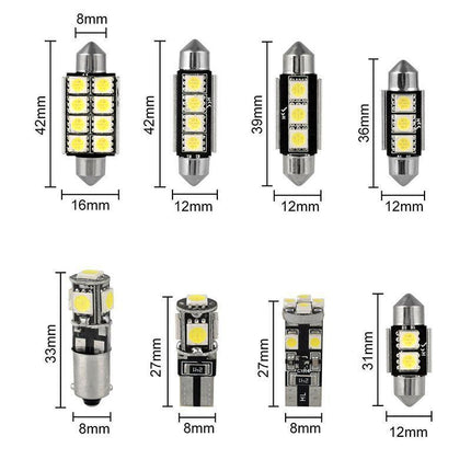 23x Car 12v Led Festoon Interior White Light Bulb 5050 5smd Auto Dome Globe DF - Aimall