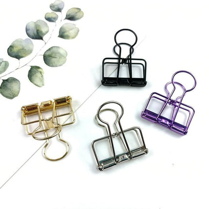 Solid Color Hollow Out Swallowtail Metal Binder Bookmark Clips Office Supplies - Aimall