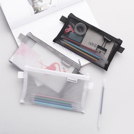 10PCS Clear Mesh Pencil Case Pen Cosmetic Makeup Storage Bag Organizer Pouch - Aimall