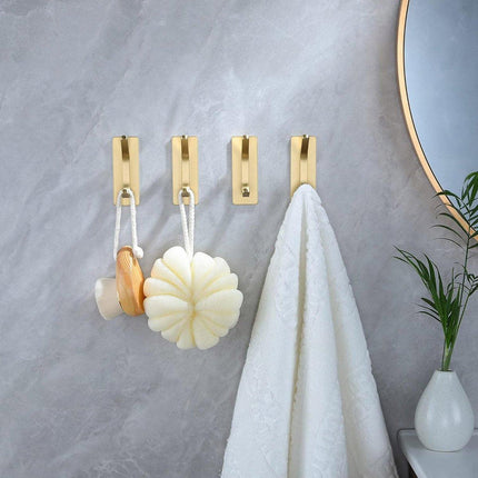 4pcs Stainless Steel Adhesive Hook Towel Hook Bathroom Kitchen Door Coat Hook