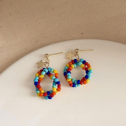 Chinese Style Colourful Beaded Earrings Fashion Accessories for Women Girls