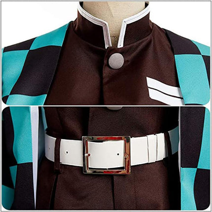 Demon Slayer Kimetsu No Yaiba Kamado Tanjiro Cosplay Costume Kimono Dress Wig AU - Aimall