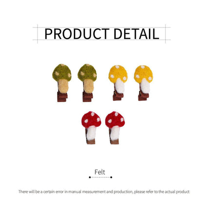 Autumn Winter Mushroom Felt Hair Clip Soft Wool Cute Style Hair Accessories