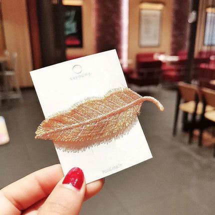 For Women Sweet Leaf Gradient Color Cute Hairpins Barrettes Side Clip Hair Clip - Aimall