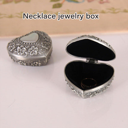 Vintage Heart Shape Jewelry Box Gift Box Metal Trinket Box Storage Organizer